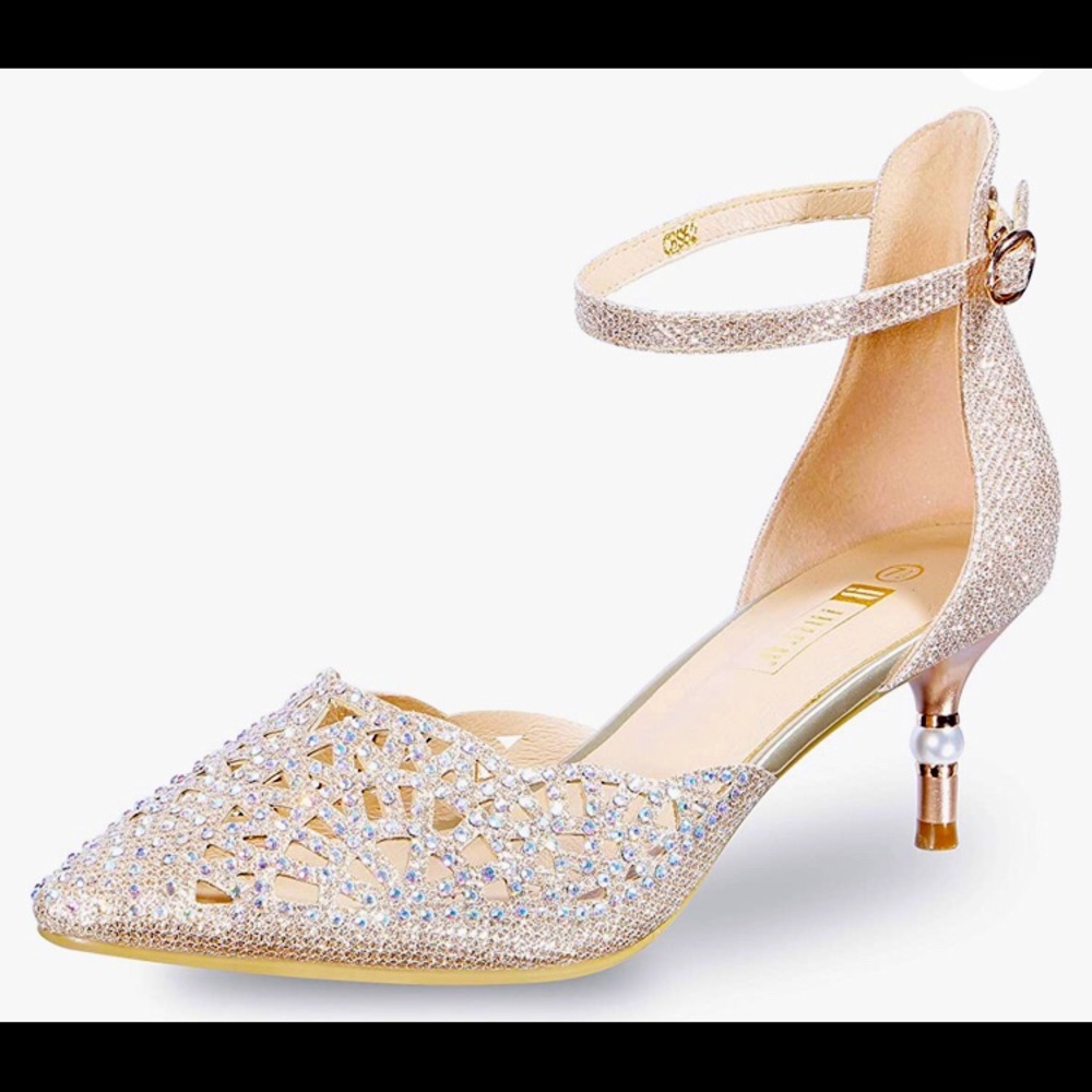 IDIFU Rhinestone kitten-heeled Pumps